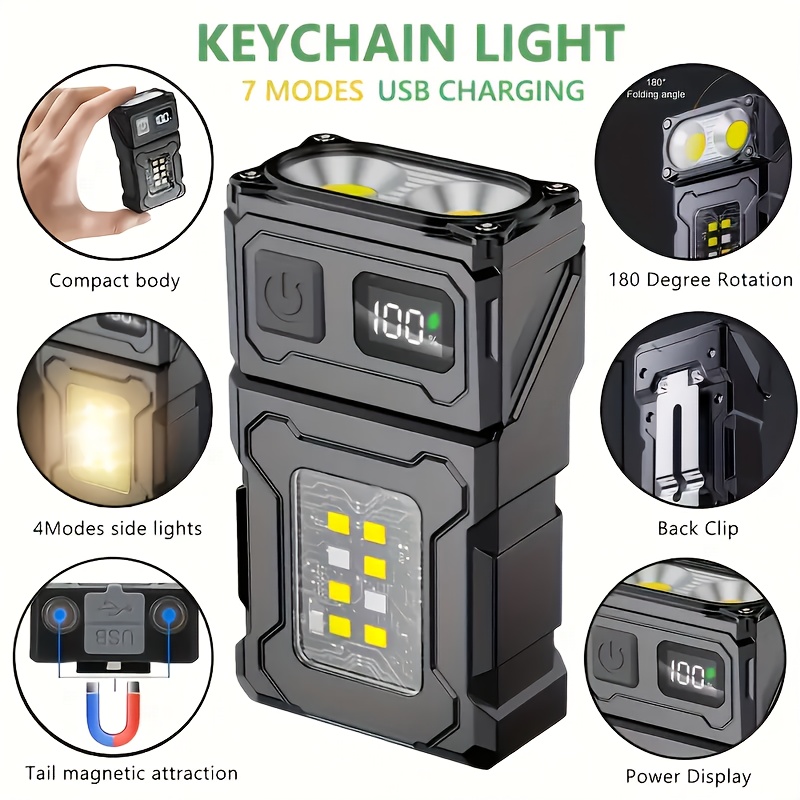 Outdoor Lighting Fixtures - Mini oplaadbare LED-zaklamp Draagbare zij-COB-zaklamp met