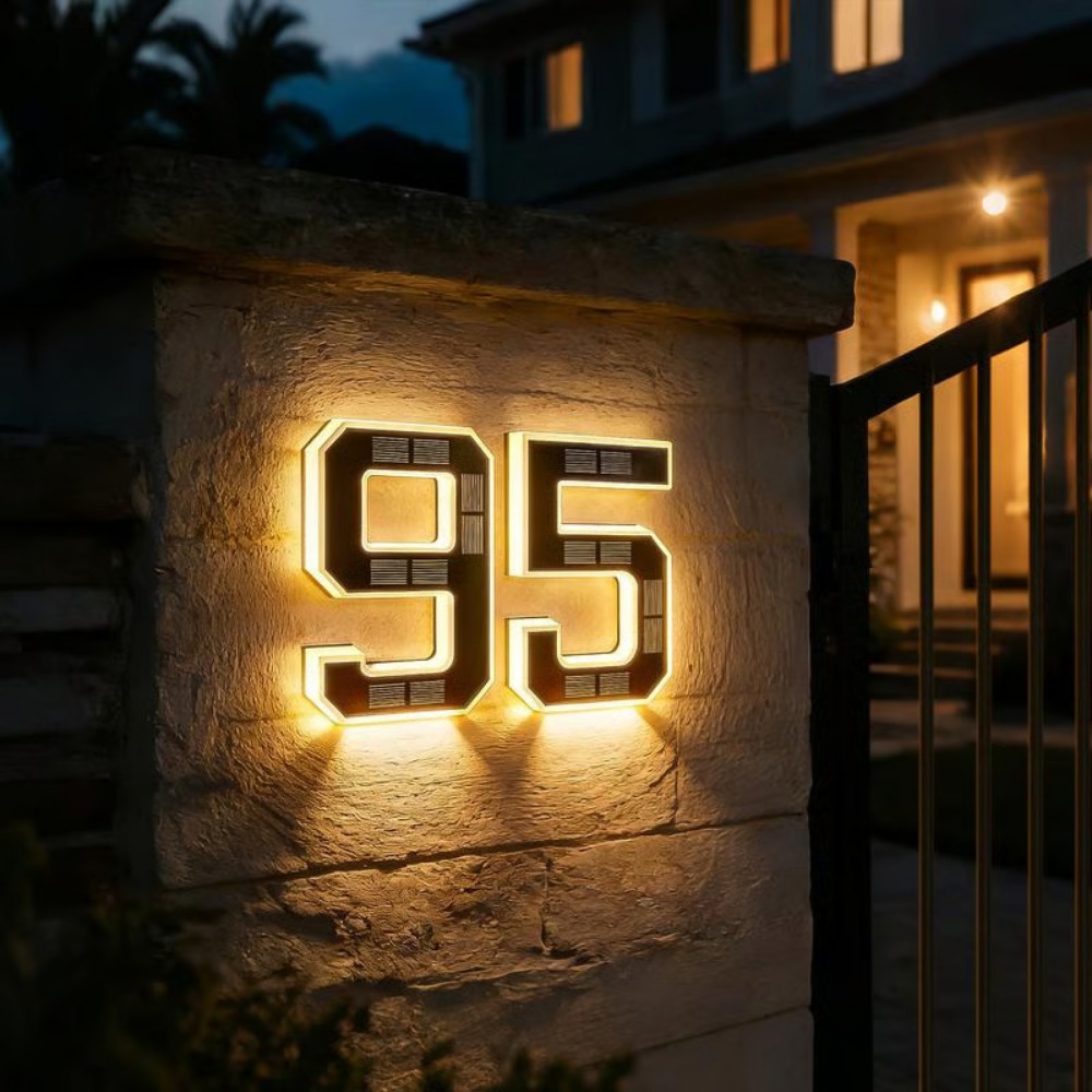 Outdoor Lighting Experts - Nieuw zonne-adresbord LED-huisnummerlicht Waterdicht verlicht deurnummerbord