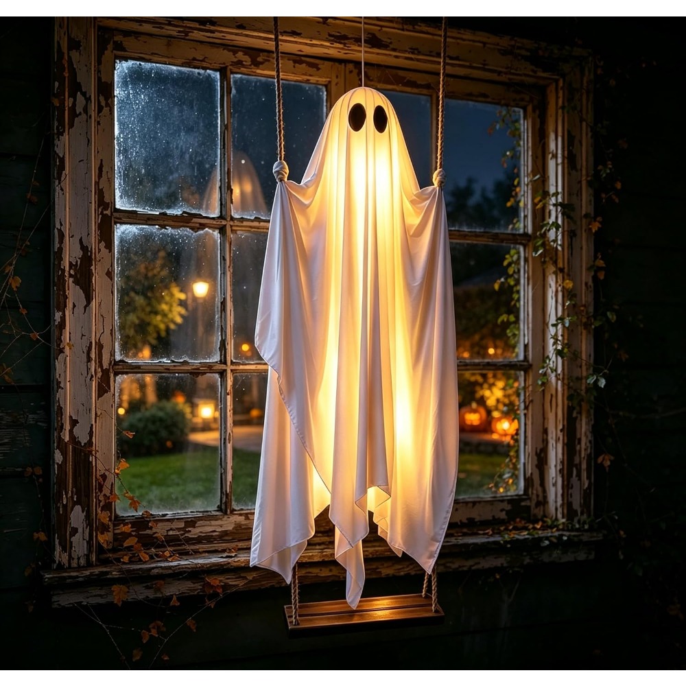 Outdoor Lighting On Trees - Halloween Gloeiend Spook op Schommel Hangende