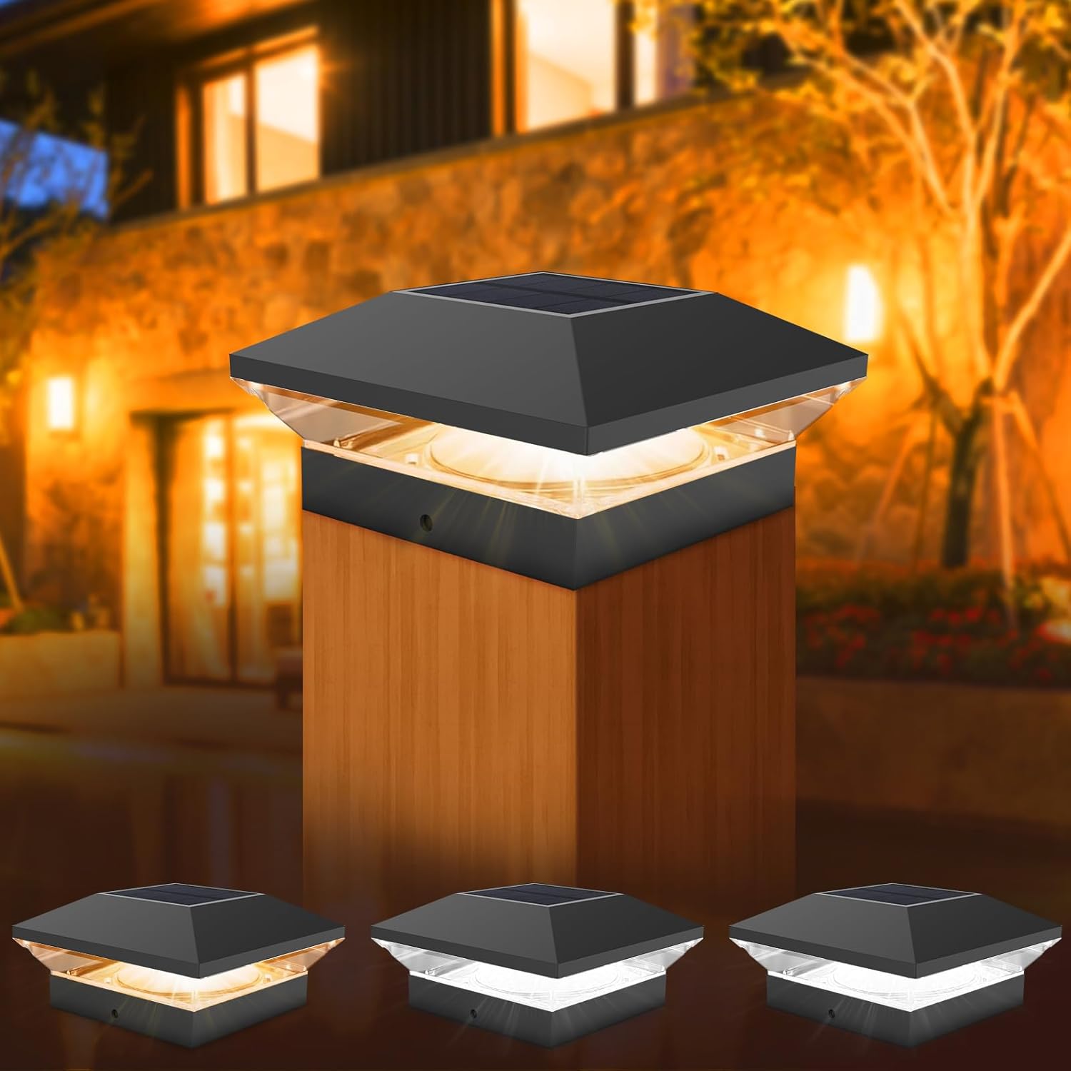 Post Cap Light - Solar Post Light Post Caps Solar