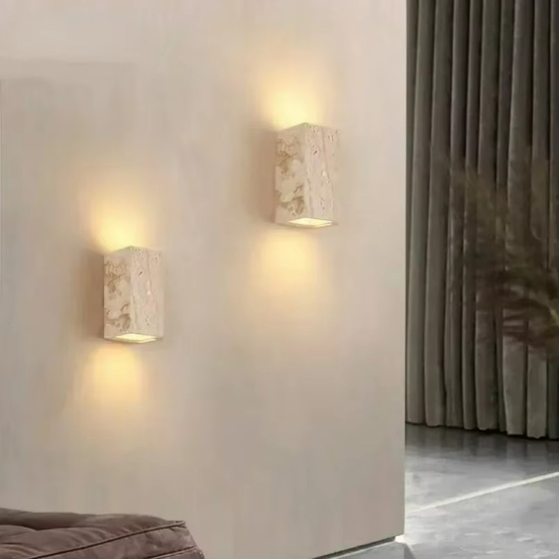 Gele travertijn stenen wandgem - Outdoor Lighting Restaurant recensie en prijs