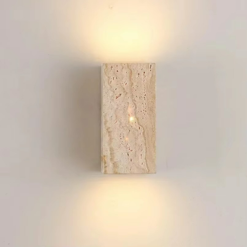 Gele travertijn stenen wandgem - Outdoor Lighting Restaurant recensie en prijs