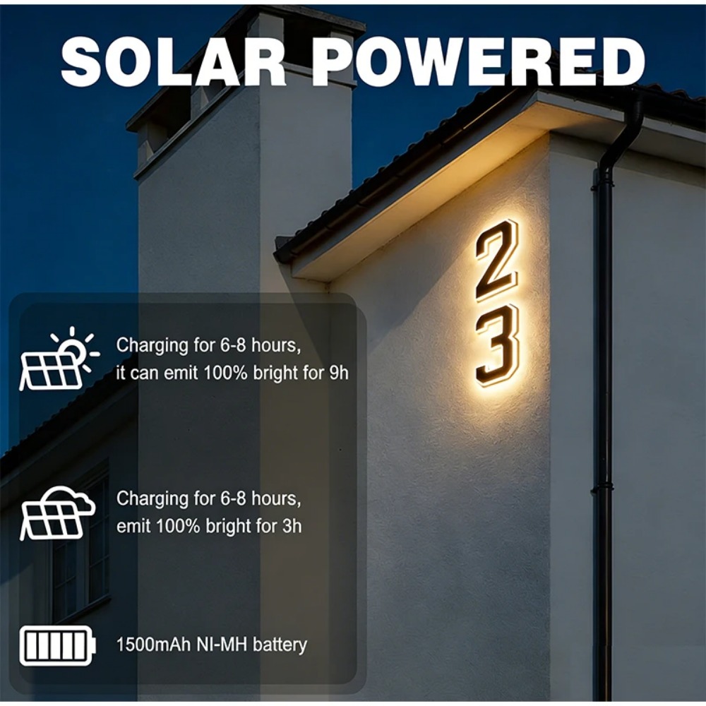 Nieuw zonne-adresbord LED-huis - Outdoor Lighting Experts recensie en prijs