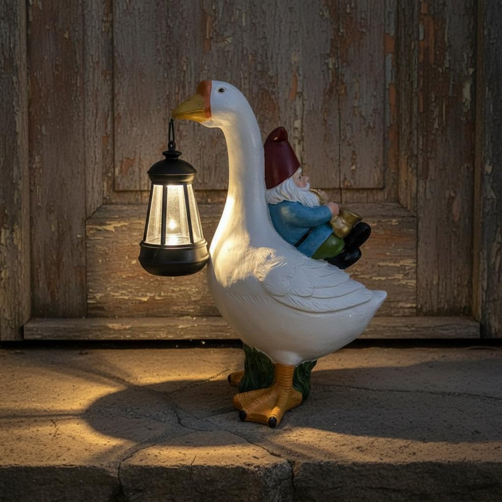 Gnome Riding Goose Statue Weer - Outdoor Lighting Traditional recensie en prijs