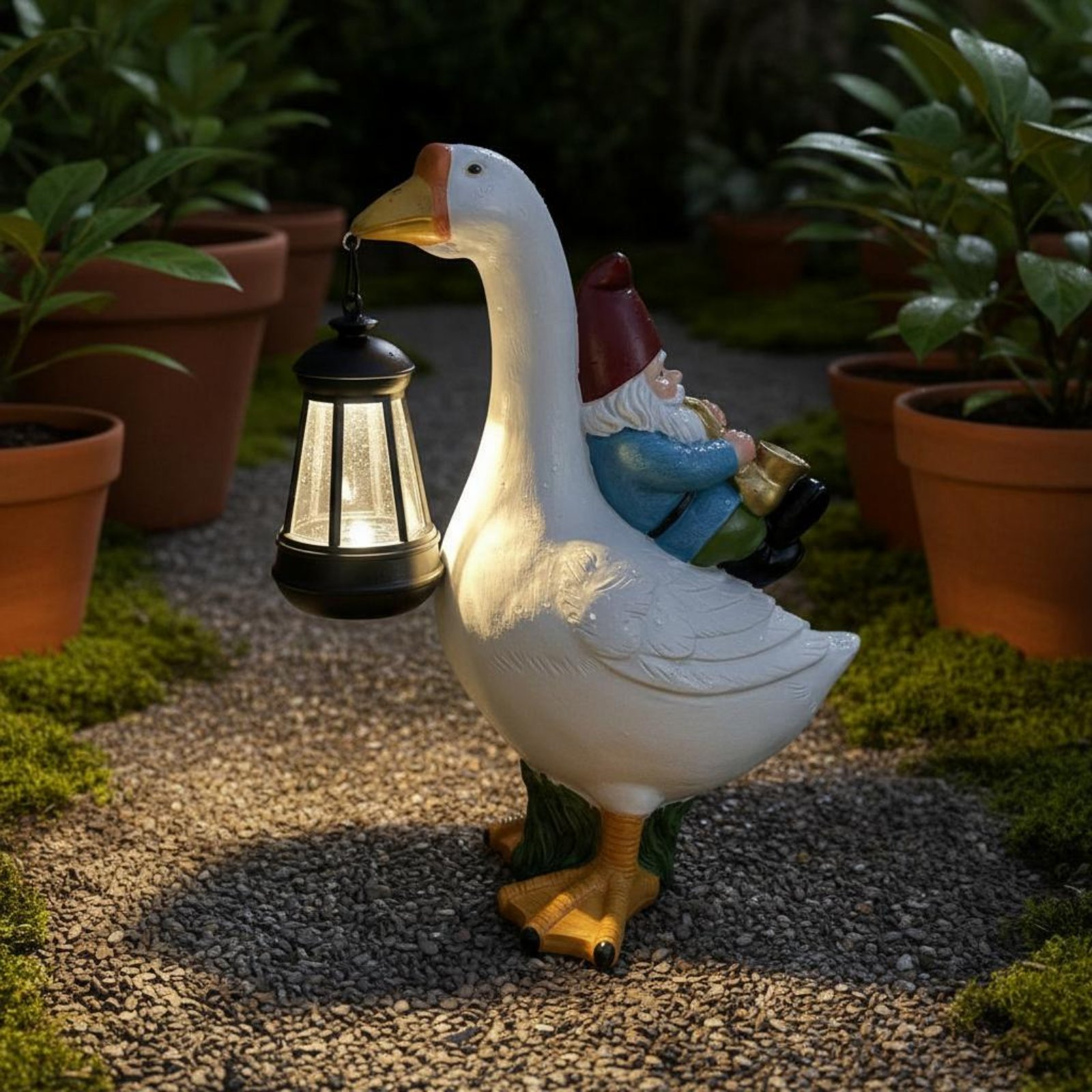Gnome Riding Goose Statue Weer - Outdoor Lighting Traditional recensie en prijs