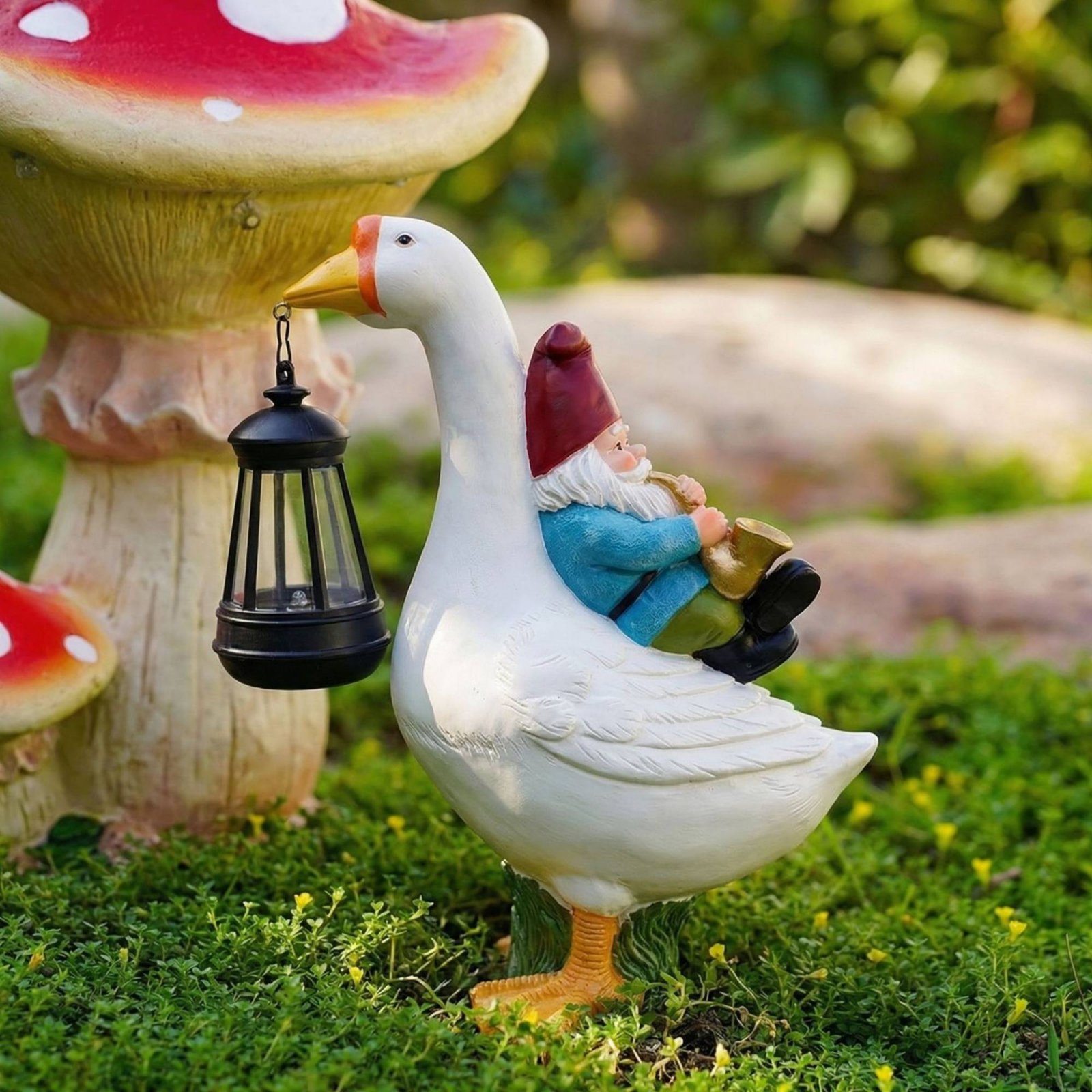 Gnome Riding Goose Statue Weer - Outdoor Lighting Traditional recensie en prijs