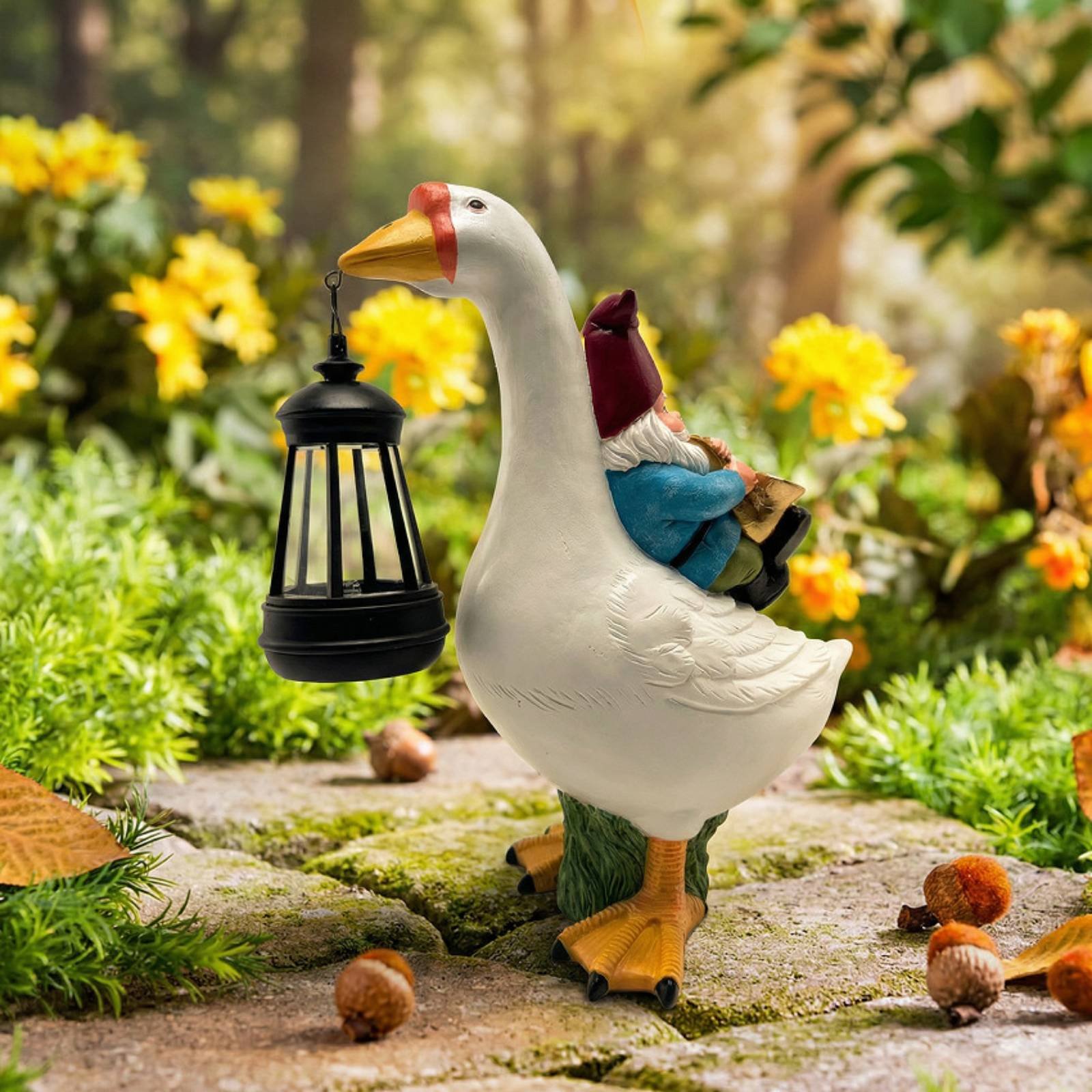 Gnome Riding Goose Statue Weer - Outdoor Lighting Traditional recensie en prijs